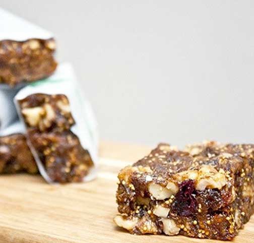 Energy bars on a cutting board